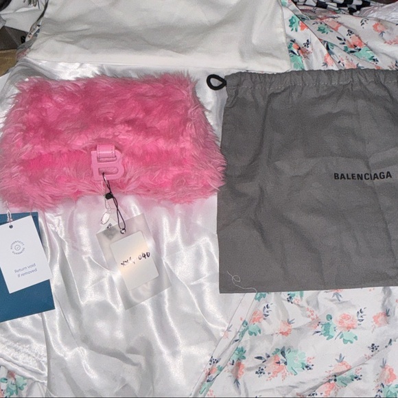 Balenciaga Handbags - Balenciaga Pink Faux Fur Belt Bag